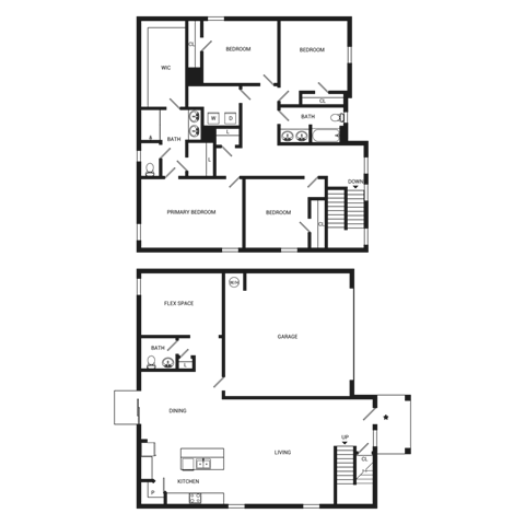 Floor plan for 4 beds, 2.5 baths, 2267 sqft